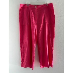 Jones New York Pants Womens 12 Pink‎ Wide Leg Linen Blend Career Coastal Resort